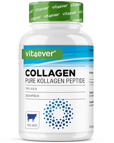 Collagen 300 Kapseln - 4500mg Bioaktives Kollagen Hydrolysat Peptide pro Tagesdosis - Kollagen Typ 1, 2 & 3 - Alternative zu Pulver - Hochdosiert