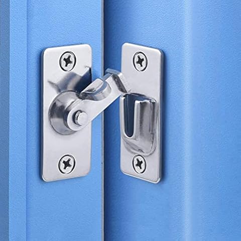 Litensh 90 Degree Door Hasp Latch, Stainless Steel Safety Right Angle Locking Latch, Bending Buckle Bolt Lock for Push Sliding Barn Door Window (Silver) Cover
