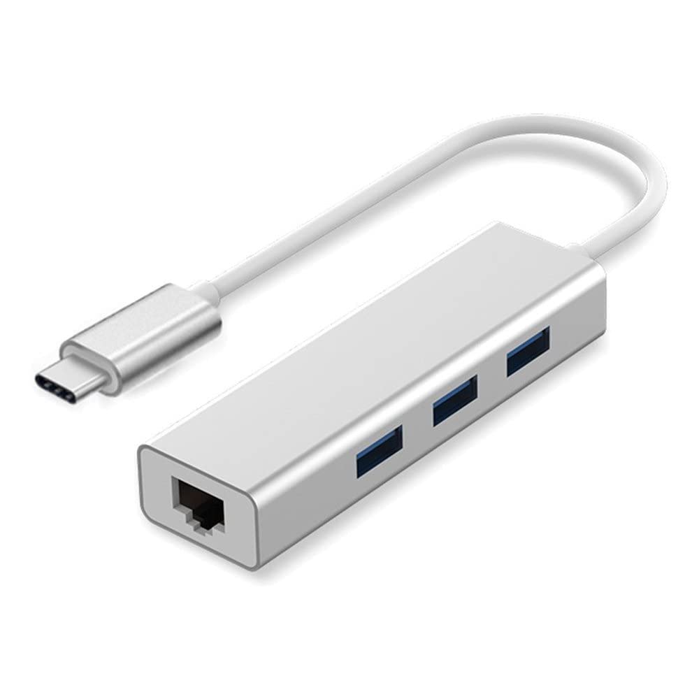 1Goal Type C to 3 Ports USB A 2.0 with 10/100/ Mbps Gigabit Ethernet/LAN/Networkk RJ45 1000Mbps USB Extender (RJ45) Adapter