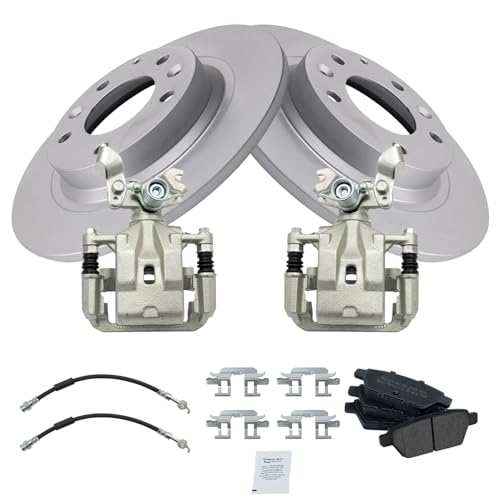 Image of TRQ Rear Brake Pad & Rotor Kit Semi-Metallic Premium G-Coated Compatible with 2009-2013 Mazda 6