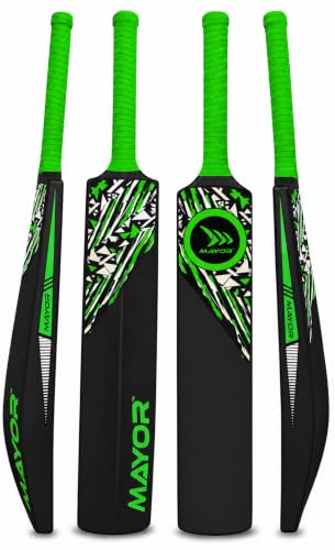 Image of MAYOR Blaster Cricket Bat for Kids & Adults | Plastic Bats for Indoor Tournament | Practice Bat | Full Size Tennis Bat for Cricket | (34 X 4.5 Inch) for All Age Group (Black /Green)
