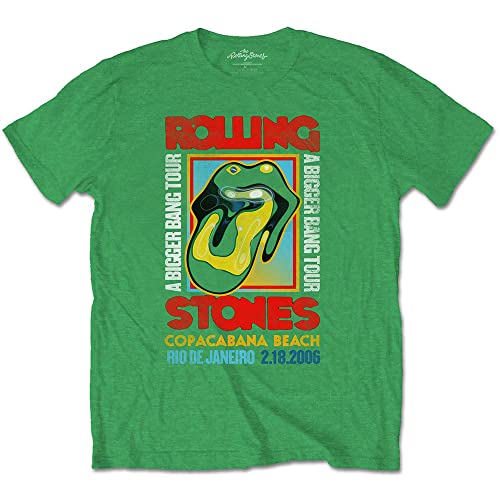 The Rolling Stones Copacabana Green Officiel T-Shirt Hommes Unisexe - Les Beatles, Paul McCartney, John Lennon, RIngo Starr, George Harrison The Rolling Stones Copacabana Green Officiel T-Shirt Hommes Unisexe