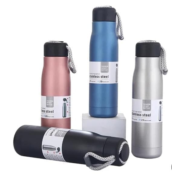 Image of Stainless Steel Vacuum Insulated Water Bottle 500ml | Double Wall Thermal Flask | 24 Hours Hot & Cold Retention | Food-Grade Leakproof Reusable Drinking Bottle | Multicolour Water Bottle