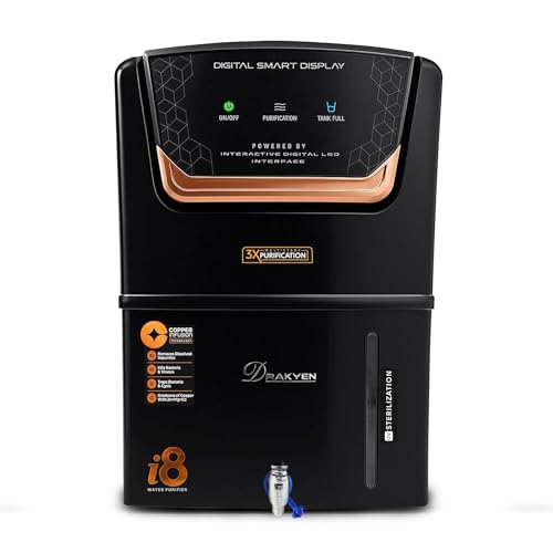 Image of i8 RO Water Purifier | RO+UV+UF+Alkaline+Active Copper | Smart TDS Display | 12L Storage | 3-Stage Purification | Black & Copper