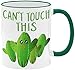 Śmieszny kubek kaktusowy, 'Can't Touch This Cactus' kubek do kawy do biura, domu, szefa, współpracowników, kubek do kawy najlepszych przyjaciół, ceramiczny kubek do kawy 325 ml (biały + ciemnozielony)