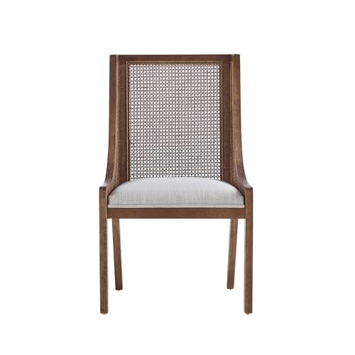 Christopher Knight Home Yone Dining Chairs Set of 2, Modern Dining Chair with Fabric Upholstery, Rubberwood Frame Kitchen Chairs with Cane Webbing, Extra Seat for Dining Room, Beige + Brown - Image 5