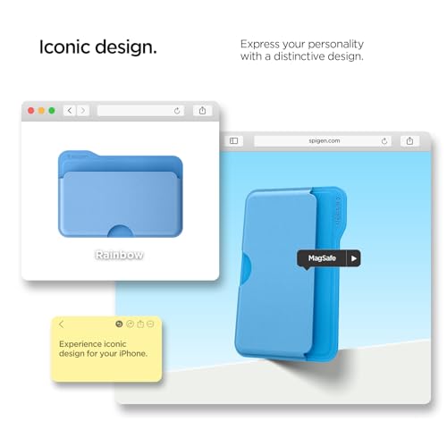 Image of CASEOLOGY by Spigen Folder Pop Magsafe Wallet [Non-Slip Silicon Patterned] Magnetic Card Holder for iPhone 17, 16, 15, 14, 13, 12, Series (PU Leather, Suede | SkyBlue)