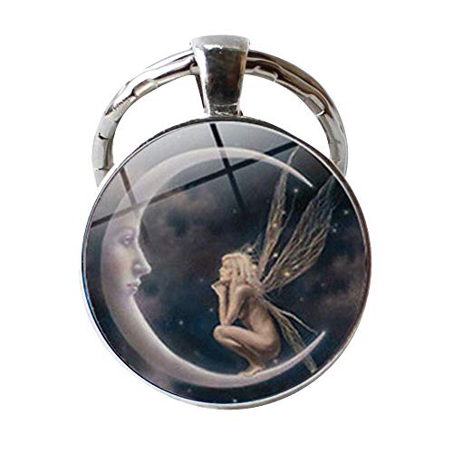 Llavero vintage de hada en la luna para mujer