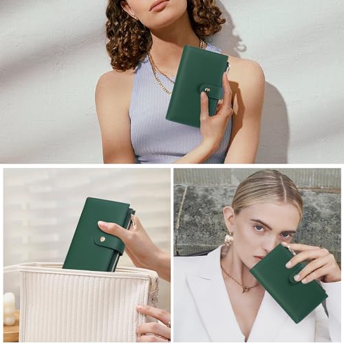 Image of yiijay Womens Wallet RFID Blocking Vegan Leather Trifold Clutch Credit Card Holder Ladies Travel Wallet Purse with Pen Holder, 1Dark Green, 6.3 x 4.1 x 1.3 inches, Rfid Wallet