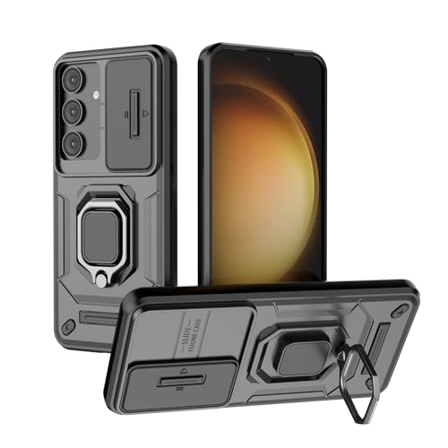 Image of TPU+PC Camshield Pro Case With Slide Camera Protection And Ring Stand Bumper Back Case Cover For Samsung Galaxy S25 Plus 5G (Black)