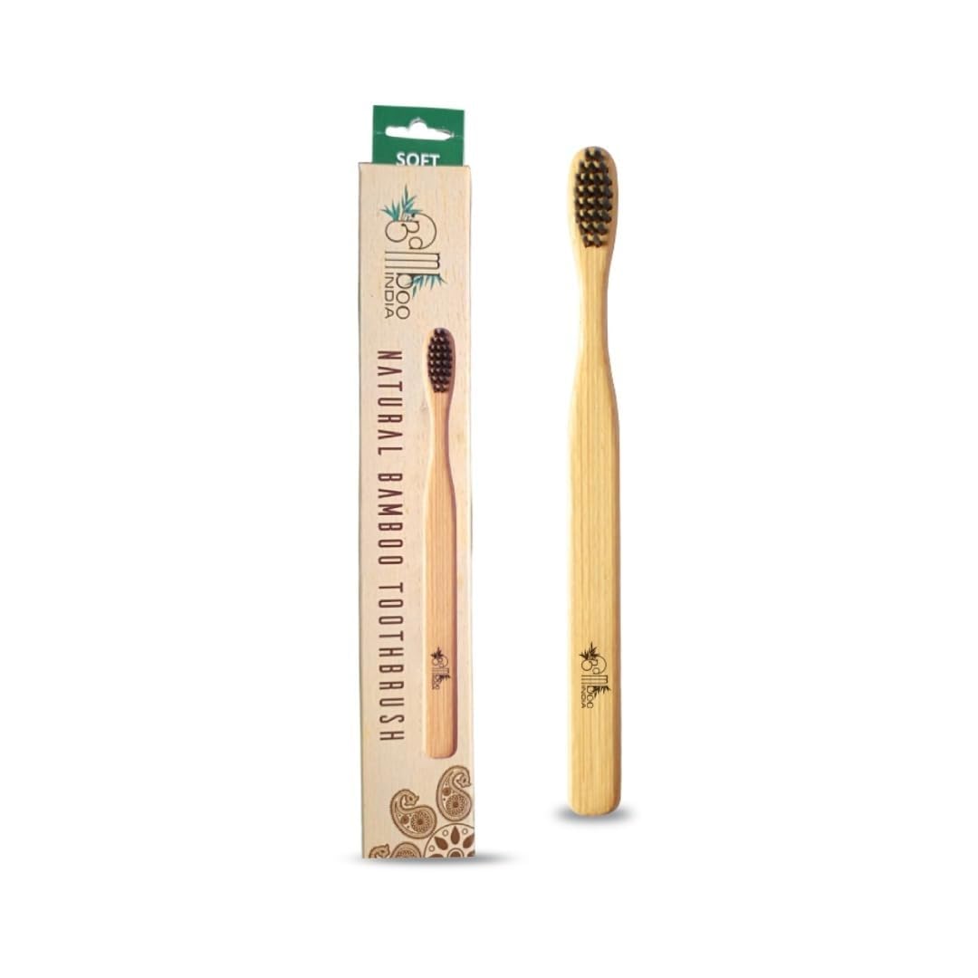 BambooIndia Bamboo Toothbrush Soft Manual For Adults | BPA Free Dual Charcoal Black Soft Bristles | Antibacterial & Biodegradable Handle | 100% Natural & Eco-Friendly | Pack of 1-picture-11