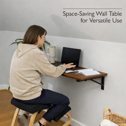 Image of Enigmatic Woodworks Wall Mounted Folding Study Table | Space Saving Foldable Laptop Desk for Home & Office | Engineered Wood Wall Mount Table (Walnut, 80 * 40 cm)
