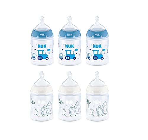 Image of NUK Smooth Flow Anti-Colic Bottle Boys, 5 Ounce Pack of 6, Horse & Tractors