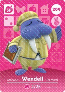 Wendell - Tarjeta Amiibo de Nintendo Animal Crossing Happy Home Designer - 209