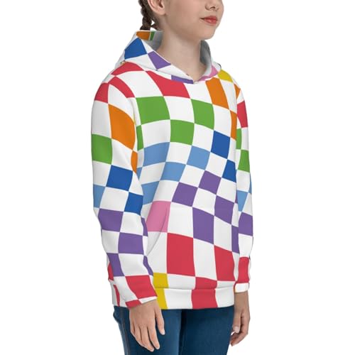 Wavy Checkerboard 2 Kids Pullover Hoodies Boys Sweatshirts Girls Athletic Clothes with Pocket3