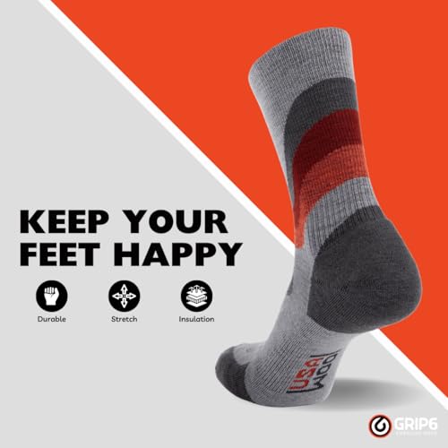 Image of GRIP6 Crew Socks - Merino Wool Socks Made in the USA, Lightweight Wool Hiking Socks, Crew Socks for Men and Women