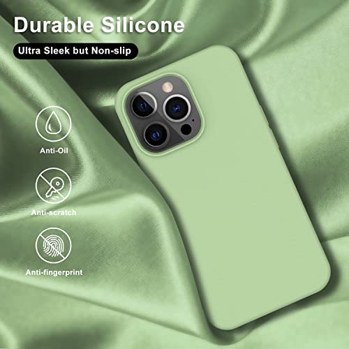 Image of Elzzi Microfiber Candy Case Compatible for iPhone 14 PRO MAX, Shockproof Slim Back Cover Liquid Silicone Case (Matcha Green)