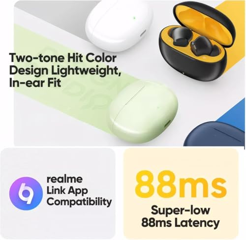 Image of Original Buds T110 Bluetooth Earbuds with Calling, Compatible with Realme 6, Realme 7 Pro (Jazz Green)-AS-T130