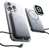LISEN Ultra Slim MagSafe Battery Pack,10000mAh Fast Charging MagSafe Power Bank Slim Wireless,Slim Magnetic Portable Charger,Magnetic Power Bank for iPhone 17/16/15,Apple Watch Series 11 10 9，Grey