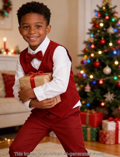 Image of A&J DESIGN Toddler Boys Formal Clothes Suspender Outfit Dress Suit 12M - 6Y