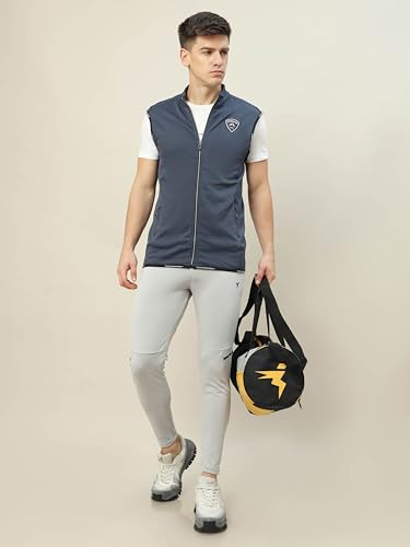 Image of TECHNOSPORT Men's Solid Slim Fit Sleeveless Fleece Regular Jacket