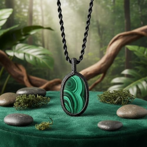 Pendentif malachite naturelle ovale LK_S_GP_0440 : l'idée cadeau idéale - 2