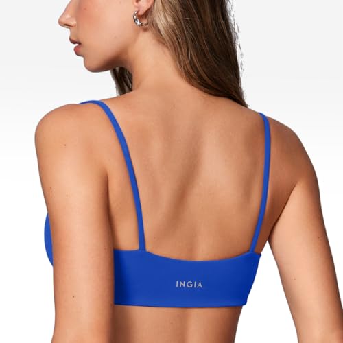 Image of INGIA Womens Square Neck Sports Bra Workout Bra | Spaghetti Strap, Padded, Cami,Yoga, Wireless, Square Back, Crop Top, for Women