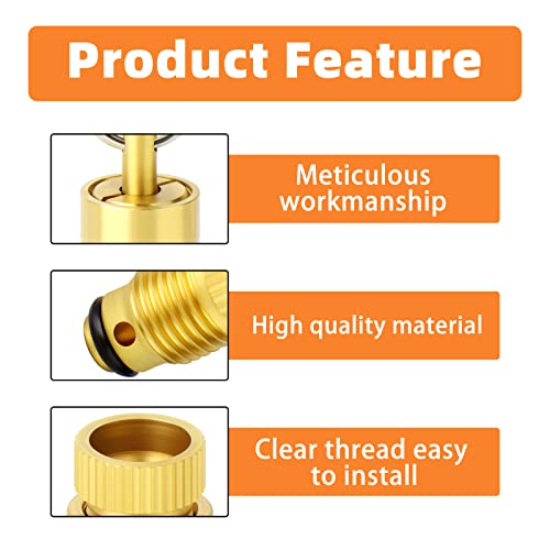 Gasher 7Pcs Brass 1/4" Npt Male Air Compressor Tank Drain Valve Kit With Internal And External Hex Plug Wing Style And Knurled Style Drain Cock Safety Valve Replacement Part #TOP4