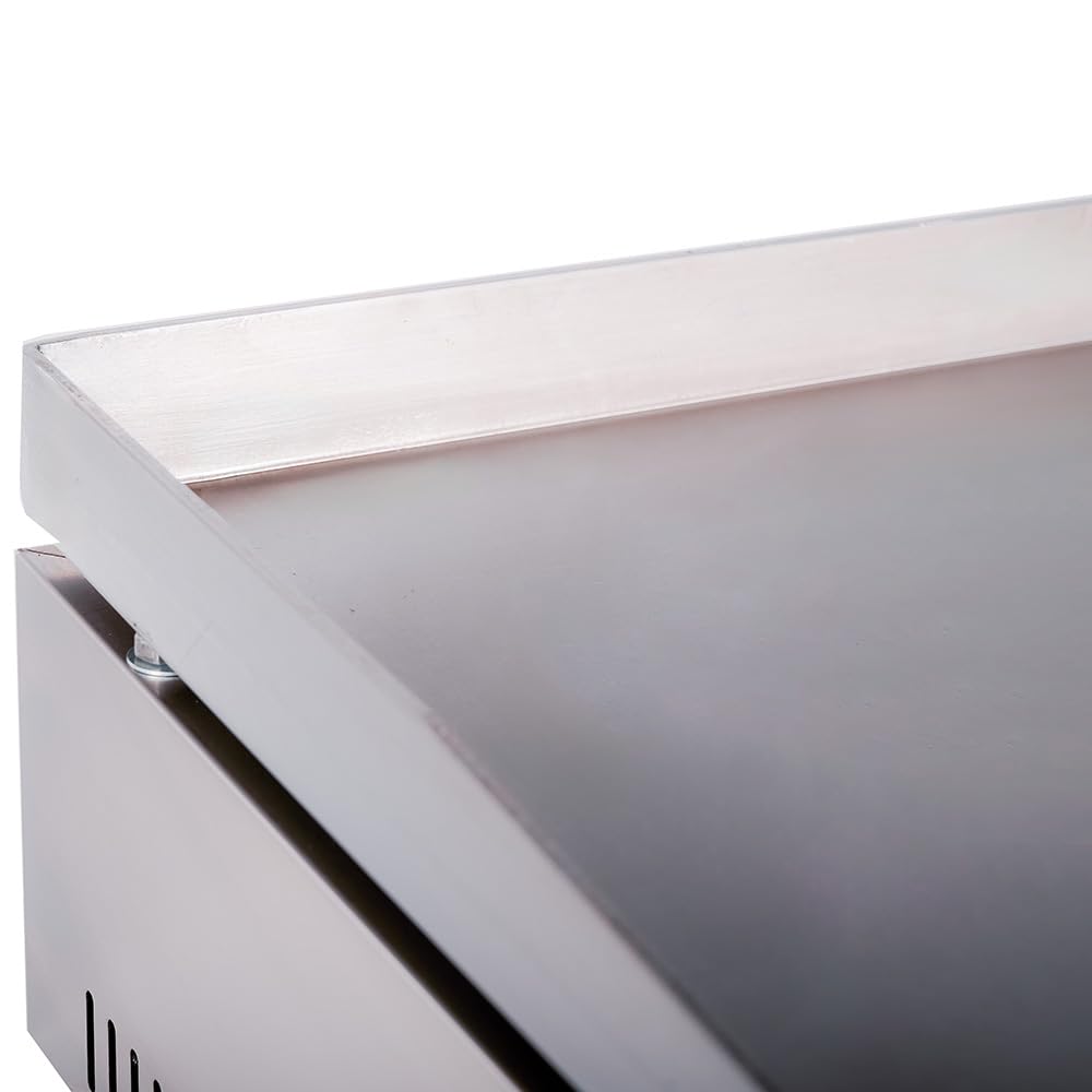 Cleiton® Plancha Industrial de Acero Inoxidable a Gas 50 cm Sobremesa Grosor de la Placa 4 mm para un Rápido Calentamiento con Termopar CE | Potencia 3 kW | Bares y Restaurantes