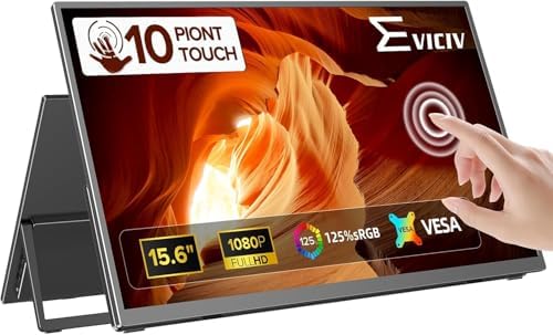 EVICIV Portable Monitor Touchscreen 15.6" 1080P, FHD Travel Monit...
