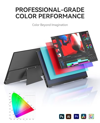 Image of 4K Portable Touch Monitor, 15.6 inch inch 3840 * 2160 UHD w /USB-C HDMI Laptop Monitor, 2000:1 100% RGB IPS ，Aluminum Alloy Shell,10-Point Touch，Dual Speaker, HDR, for Home, Work