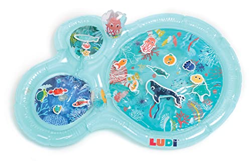 Ludi - Tapis d'eau Marin - Grand Tapis d’Activités Sensorielles pour Éveiller Bébé - Développer la Motricité - 16 Animaux Marins - À Partir de 10 mois