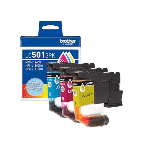 Image of Brother Genuine LC5013PK 3-Pack Standard Yield Cyan, Magenta, and Yellow Ink Cartridges (for use with Work Smart 1260, 1360, and 1410 Printers)