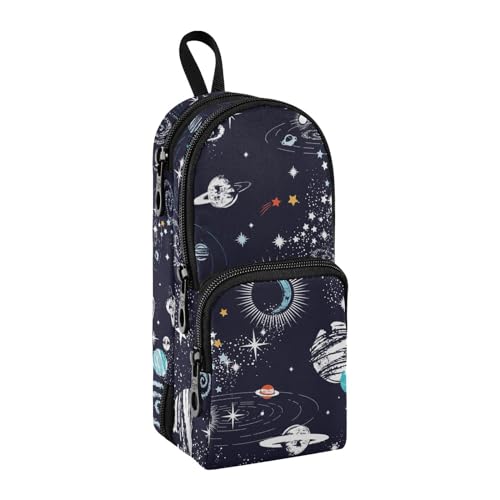 Image of ZAZYXTJ Space Standing Large Capacity Pencil Case 3 Compartment Pen Pouch Storage Canvas Makeup Bag for School Office Teen Girl Boy Men Women