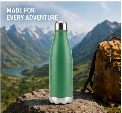 Image of Classic Essentials Insulated Double Wall Vacuum Stainless Steel Water Bottle 24 Hours Hot and Cold,BIS Approved,100% Leakproof Lid,Sweat Proof Water Bottles, Great for Travel Picnic (Green 1000ml)