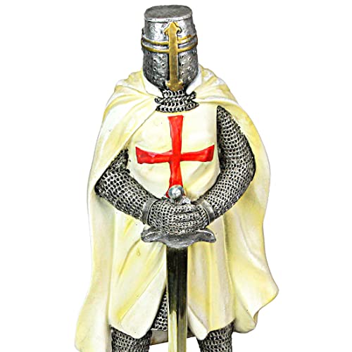 Estatua de Caballero Templario Medieval en Resina Pintada 10 Pulgadas miniatura 6