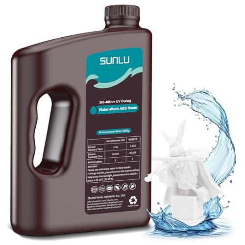 Image of SUNLU 3000g Water-Wash ABS Resin, Combines Features of ABSLIKE Resin & Water Washable Resin, Non Brittle, High Precision, Low Shrinkage, Fast Curing 3D Resin for LCD DLP SLA 3D Printers, 3KG White