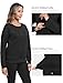 MoFiz Women's Fleece Lined Crewneck Sweatshirts Sherpa Lined Pullover Winter Warm Long Sleeve Casual Tops with Pockets Black M