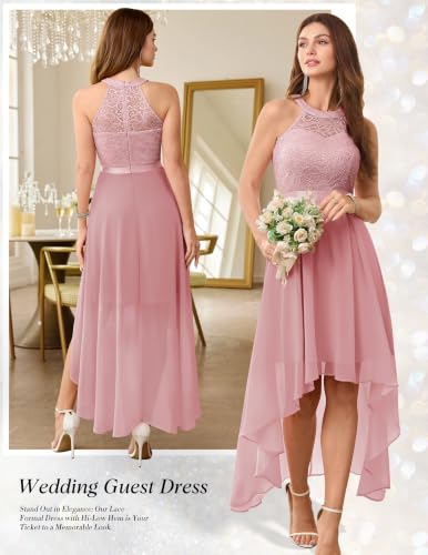 Image of Wedtrend Women's Semi Formal Dresses Halter Bridesmaid Dresses Wedding Guest Dress High Low Prom Dress