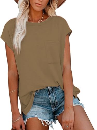 Image of CNFUFEN Short /Long Sleeve T Shirts for Women Fashion Casual Summer Lightweight Solid Trendy Tops