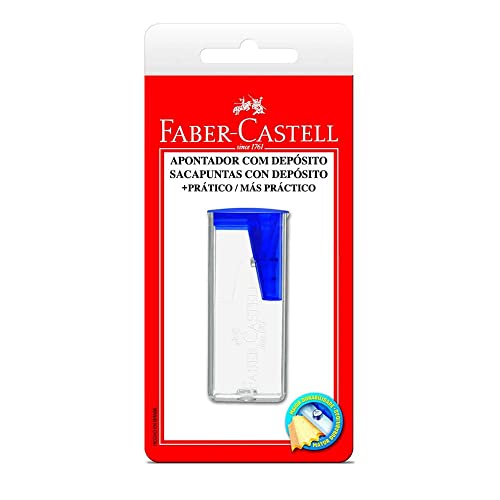 Apontador com Deposito Plástico, Faber-Castell, SM/060124ZF, Cores Sortidas,Multicor