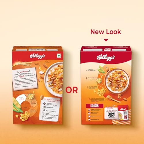 Image of Kellogg's Corn Flakes Real Almond Honey 300g| High in Iron, Vitamin B1, B2, B3, B6 & C | Naturally Cholesterol Free | Corn Flakes, Breakfast Cereal (Pack of 3)