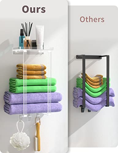 Npplus Towel Racks For Bathroom,Acrylic Clear Towel Rack Holder Wall Mounted, Towel Storage Organizer, Bath Towel Holder For Folded Large Towel Washcloths, Small Rolled Towels, Hand Towels #TOP6