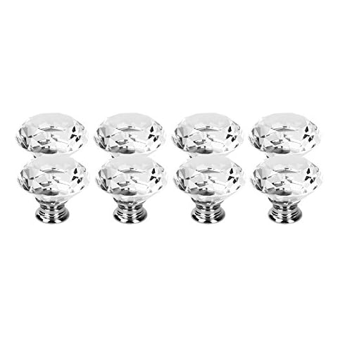 Greensen 40MM 8 Stk. Türklinken Türknöpfe Diamond Kristall Glas Tür Griff Möbelknopf Schrankknöpfe Griff Knopf Cover