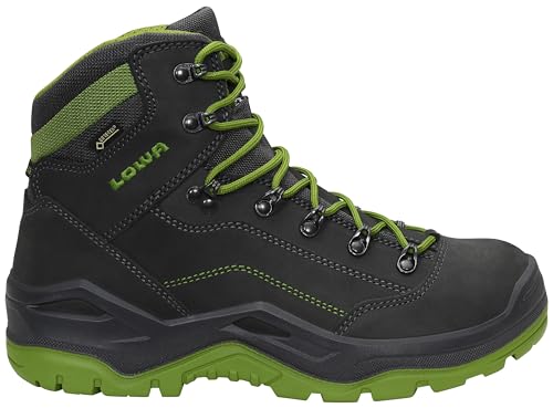 LOWA Sicherheitsschuhe Renegade Work GTX Green Mid S3S CI, Damen und Herren, Leder/Textil, Stahlkappe, leicht, sportlich 42, Schwarz-Grün