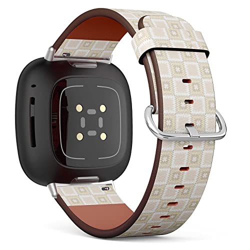 CJBROES Replacement Leather Watch Band, Compatible with Fitbit Versa 3 and Fitbit Sense of Wristband Bracelet Accessory - Modern Geometric Stylish Texture