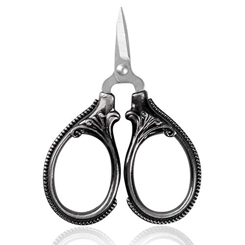 BIHRTC Small Scissors Embroidery Scissors Stainless Steel Sharp Tip Scissors Craft Shears Scissors for Cutting Paper Needlework Craft Threading Needlework Handcraft Gun Black Scissors