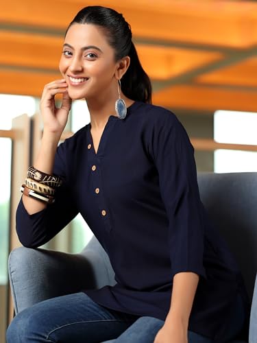 Image of Libas Womens Solid Viscose Straight Kurti for Women Suit