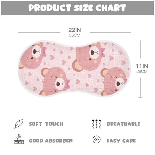 Teddy Bear Cotton Muslin Burp Cloths Breathable Burp rag for boy and Girl Set of 2, 22x11in4