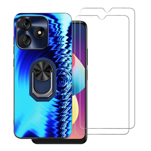 DAMONDY for Vortex J24 Phone Case with 2 Pack Screen Protector,Ring Holder Stand Slim Wave Pattern Design for Women Girls,Soft TPU Shockproof Full Body Protective Cover -Blue